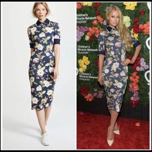 Alice + Olivia Delora Hazy Floral Sapphire dress